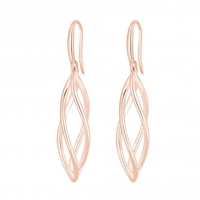 14ct Rose Gold Sterling Silver 925 Polished Caged Drop Earrings