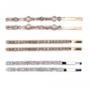 2 Tone Plated Mini Crystal And Pearl Hair Slides - Pack of 6