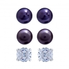 3 Pack Pearl And Crystal Studs