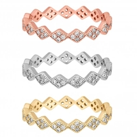 3 Tone Cubic Zirconia Interlock Stacking Sized Ring Set