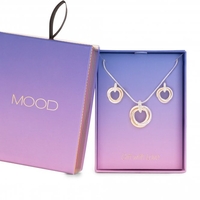 3 Tone Interlink Knot Necklace And Earring Set - Gift Boxed
