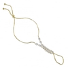 Allure Gold cubic zirconia leaf cluster toggle bracelet with hand chain