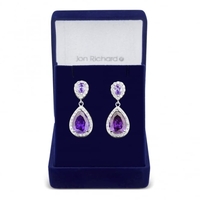 Allure Purple pear and oval cubic zirconia drop earring