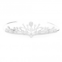 Aurora Silver Plated Cubic Zirconia Halo Pear Statement Crown Tiara