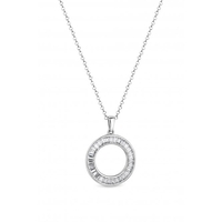 Baguette Round Open Pendant Necklace