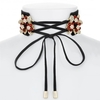 Black And Red Crystal Cluster Tie In Front Choker Necklace