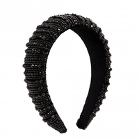 Black Crystal And Bead Large Statement Headband