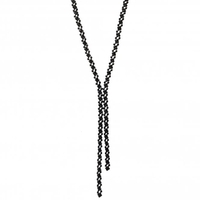 Black Plated Jet Crystal Diamante Lariat Necklace