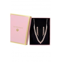 Bliss Rose Gold Plated Pink Baguette Y Drop Necklace - Gift Boxed
