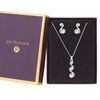 Bliss Silver Plated Crystal Twist Pendant With Matching Drop Earrings - Gift Boxed