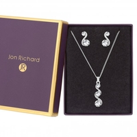 Bliss Silver Plated Crystal Twist Pendant With Matching Drop Earrings - Gift Boxed