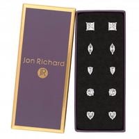 Bliss Silver Plated Cubic Zirconia Stud Earrings Pack Of 5 - Gift Boxed