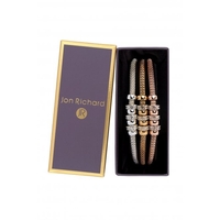 Bliss Tri Tone Mesh With Pave Rondels 3 Piece Bracelet - Gift Boxed