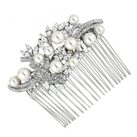 Charlotte navette stone and crystal swirl multi pearl comb