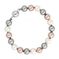 Cream/ Grey/ Pink Triple Tone Pearl Chain Magnetic Bracelet