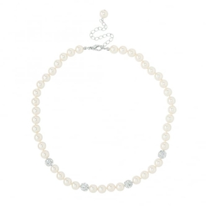 Cream Pearl And Pave Crystal Ball Necklace