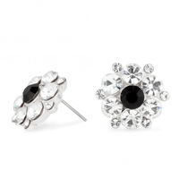 Crystal And Jet Cluster Stud Earring