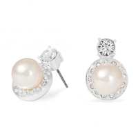 Crystal And Pearl Surround Stud Earring