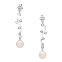 Crystal Vine Pearl Drop Earring