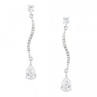 Crystal Wave And Cubic Zirconia Peardrop Earring