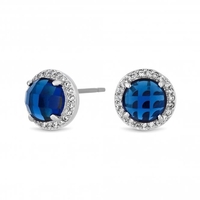 Cubic Zirconia Halo Montana Disco Ball Stud Earrings