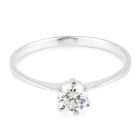 Cubic zirconia solitaire sterling silver ring