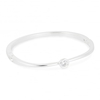 Cubic Zirconia Solitaire Stone Silver Bangle
