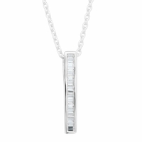 Cubic zirconia sterling silver baguette stick pendant