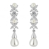 Designer Aurora Silver Pearl And Cubic Zirconia Drop Earring