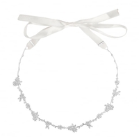 Designer cubic zirconia floral cluster hair ribbon