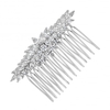 Designer Elvine Silver Cubic Zirconia Clustered Navette Hair Comb