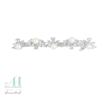 Designer pearl and cubic zirconia floral hair slide