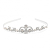 Designer Silver Crystal Flower And Pearl Embellished Tiara