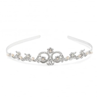 Designer Silver Crystal Flower And Pearl Embellished Tiara