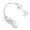 Designer Silver Crystal Flower Wrap Around Double Hair Comb