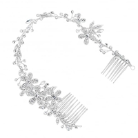 Designer Silver Crystal Flower Wrap Around Double Hair Comb