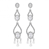 Designer Silver Crystal Halo Statement Drop Earring