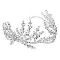 Designer Silver Crystal Spray Statement Hair Piece