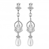Designer Silver Cubic Zirconia And Pearl Drop Earring