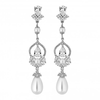 Designer Silver Cubic Zirconia And Pearl Drop Earring
