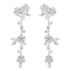 Designer silver cubic zirconia floral cluster drop earring