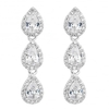 Designer silver cubic zirconia triple peardrop earring