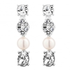 Designer silver graduated crystal and pearl drop earring