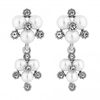 Designer Silver Pearl And Crystal Cluster Drop Earring