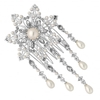 Designer Silver Pearl and Crystal Droplet Flower Hair Comb