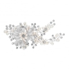 Designer Silver Pearl And Crystal Leaf Hand Wrap Hair Clip