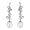 Designer Silver Pearl And Cubic Zirconia Navette Twist Drop Earring