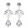 Designer Silver Pearl And Cubic Zirconia Pear Drop Earring