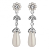 Designer Silver Pearl Floral Daisy Chain Drop Earring