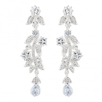 Designer silver star cubic zirconia statement drop earring
